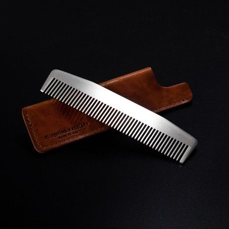 Metal Comb, Horween Leather, Leather Workshop, Shoe Shine, Popular Mens Fashion, Beard Care, Grooming Kit, Brushed Metal, Gentleman Style