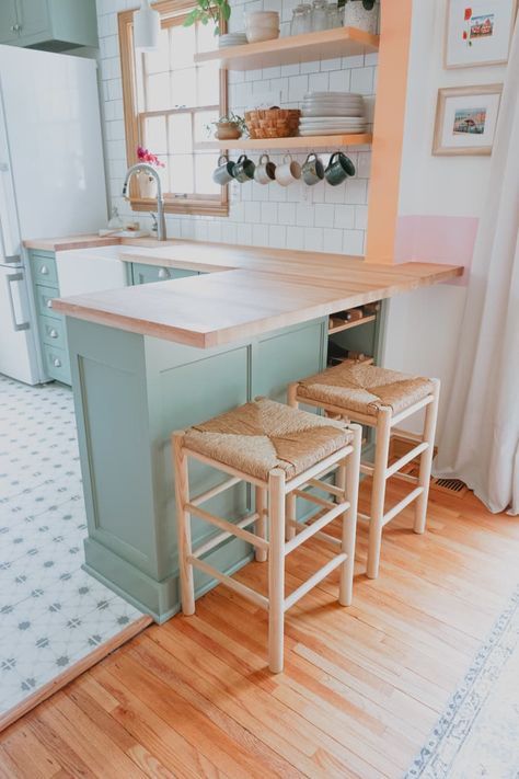 DIY Painted Color Shape Inspiration House Tour | Apartment Therapy West Elm Dining Chairs, White Vintage Kitchen, Vintage Kitchen Ideas, Luxury Kitchen Designs, Kitchen Remodeling Ideas, Branding Headshots, Cozy Luxury, Ikea Bed, Bring Them Home