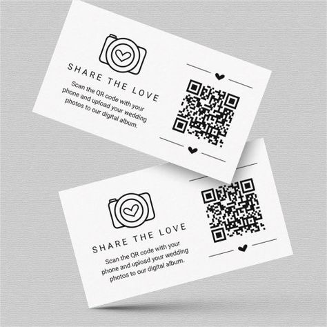 $0.3 | Share the Love QR Code Digital Photo Album Card - minimalist minimal minimalistic, add qr bar code, share the love, digital wedding photo album, guests upload pictures, social media card, capture the love, business card size, wedding reception table cards Wedding Photo Share Qr Code, Qr Code Wedding Pictures Sign, Wedding Shared Album Qr Code, Share The Love Qr Code, Activities For Guests At Wedding, Wedding Digital Products, Qr Code Wedding Photo Sharing, Qr Code Wedding Pictures, Love Qr Code