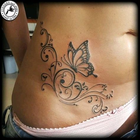 Lower Stomach Tattoos For Women, Lower Belly Tattoos, Stomach Tattoos Women, Tattoos To Cover Scars, Belly Tattoos, Butterfly Tattoos For Women, Hip Tattoos Women, Simple Tattoo Designs, Chest Tattoos For Women