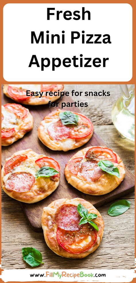 Fresh Mini Pizza Appetizer recipe idea. Easy healthy two ingredient pizza base with pepperoni and cheese for snacks on platters. Pizza Appetizer, Pizza Appetizers Easy, Mini Pizza Appetizers, Mini Pizza Recipes, Mini Pizza Bites, Homemade Pizza Rolls, Pizza Roll Recipe, Pizza Appetizers, Healthy Yogurt