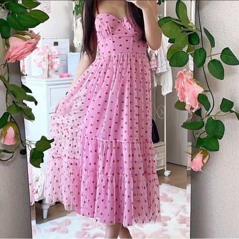 BETSEY JOHNSON HEARTS METALLIC TULLE DRESS VALENTINES DAY 8 Betsy Johnson Heart Dress, Betsey Johnson Heart Dress, Fem Fits, Dress Valentines Day, Corset Style Dress, Beautiful Corset, Betsey Johnson Dress, Tulle Midi Dress, Betsey Johnson Dresses