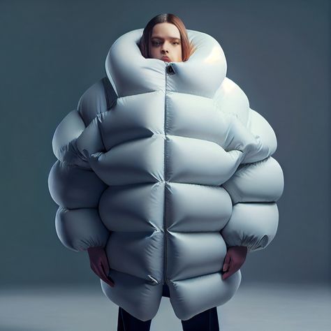 Giant Puffer Jacket, Inflatable Clothing, Puffer Fashion, Puffy Clothes, Weird Fashion Trending, Big Coat, Puffer Jacket Style, Down Suit, Bubble Coat