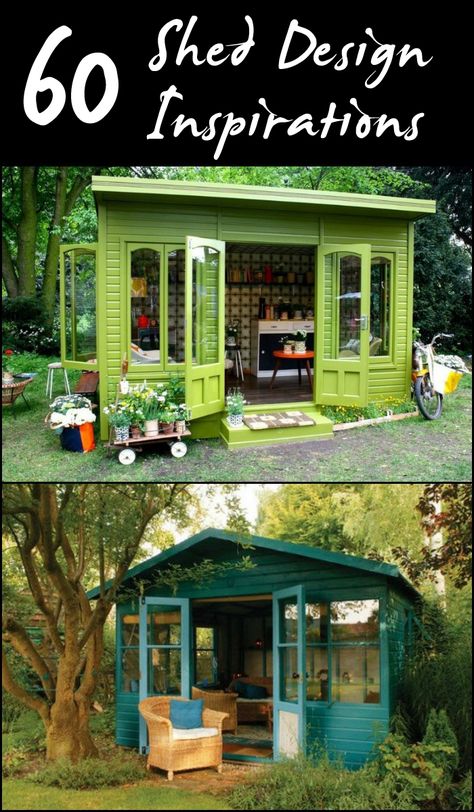 Need a shed? Maybe this collection will inspire you to build your own now! ;) Green Shed, Diy Storage Shed Plans, Backyard Getaway, Diy Storage Shed, Wood Shed Plans, Build Your Own Shed, Woodworking Business, Diy Shed Plans, Storage Shed Plans