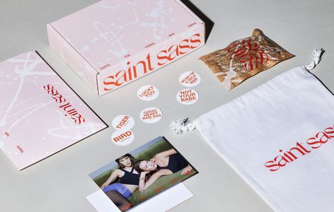 Saint Sass - Branding on Behance Female Independence, Max Miedinger, Brand Design Inspiration, Feminine Brand, Creating Texture, Craft Packaging, Brand Communication, Action Painting, Creative Packaging