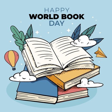 Hand drawn world book day illustration | Free Vector #Freepik #freevector #hand drawn Lovers Day Images, Happy World Book Day, National Book Lovers Day, World Reading Day, Book Lovers Day, Literacy Day, Reading Posters, Books To Read For Women, World Book Day