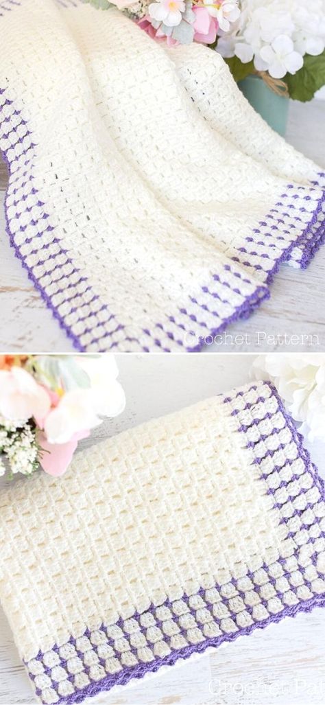 Easy And Beautiful Crochet Blankets Ideas - Pattern Center Crochet Baby Blanket Patterns Boy, Tunisian Crochet Blanket, Crochet Edgings, Crocheted Blankets, Crochet Baby Blanket Free Pattern, Easy Crochet Baby Blanket, Easy Crochet Blanket, Baby Afghan, Easy Crochet Baby