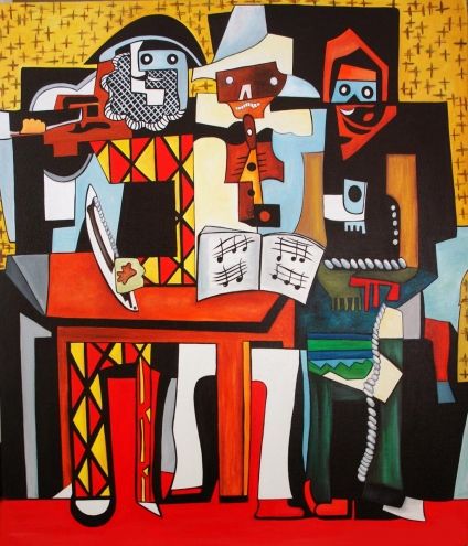 ... Abstract Art Paintings For Sale. Three Musicians Picasso Inspired by k Madison Moore PA Artist -- k. Madison Moore Musical Instruments Art, Three Musicians, Picasso Prints, Pablo Picasso Art, Artsy Ideas, Instruments Art, Musician Art, Living Room Art Prints, Frida Kahlo Art