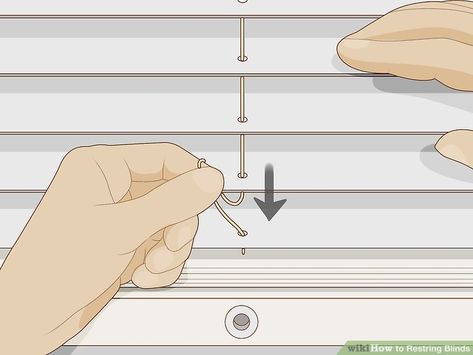 How to Restring Blinds (with Pictures) - wikiHow How To Fix Blinds, Faux Blinds, Paper Blinds, Blind Repair, Cheap Blinds, Rv Repair, Cleaning Blinds, Shutter Blinds, Faux Window