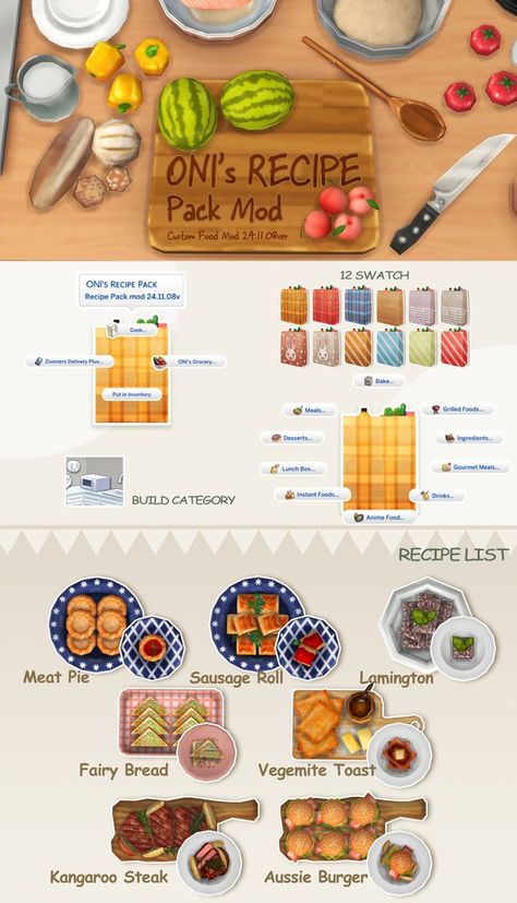 Oni's Recipe Pack_custom food mod_24.11.08 | ONI Sims 4 Oni's Recipe Pack, Oni's Recipe Sims 4, Sims 4 Cc Realistic Food, Oni Sims 4 Food, Sims 4 Mods Kawaii, Sims 4 Japanese Food Cc, Sims Food Mod, Sims 4 Oni Recipe, Sims 4 Recipes Cc