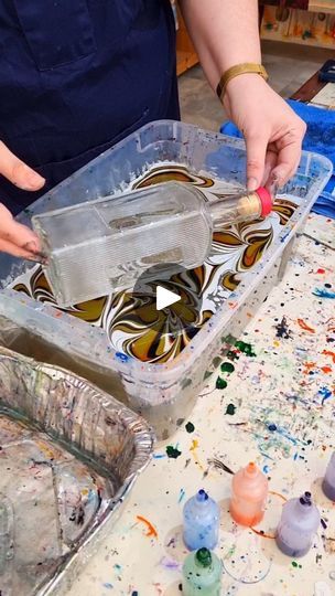 13K views · 21K reactions | Water Marbling glass is both fun & frustrating as not all glass will Marble well. Prepping is generally required. This is not hydro dipping using spray paints/enamels, nail varnish or hydrographic papers. My style is based on the beautiful centuries old artform of Ebru. I use Jacquard Marbling Colors floated on a carrageenan and water mix. Water Marbling tips can be found on my YouTube channel, search for Raynbow Crow Studios. 
#glasswatermarbling #glassmarbling | Raynbow Crow Studios Cheap Homemade Gifts, Hydro Dipping, Water Marbling, Decoupage Diy, Wine Bottle Diy Crafts, Marble Painting, Spray Paints, Cool Art Projects, Acrylic Pouring Art