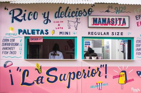 Is there an official name for the font types used on hand painted signs in Mexico (similar to this picture)? : typography Mexican Signage, Restaurant Font, Painted Signage, Mexican Graphic Design, Shop Front Signs, African Shop, Taco Shop, Afrocentric Art, Restaurant Branding