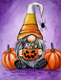 Gnome Acrylic Painting, Candy Corn Gnome, Gnome Paint, Gnome Pictures, Fall Canvas Painting, Halloween Wood Crafts, Fall Canvas, Halloween Rocks, Gnomes Diy