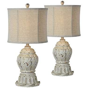 Forty West Naomi Antique White Table Lamps Set of 2 French Country Lamps, Country Table Lamp, Witch's Cottage, French Country Table, Distressed Table, Cottage Table, Table Lamp Wood, Rustic Lodge, Table Lamp Design