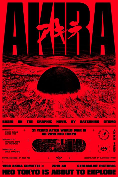 Graphic Design Movie Posters, Coolest Posters, Akira Neo Tokyo, Poster Moodboard, Akira Poster, Draingang Aesthetic, Poster Grafico, Arte Pulp, Katsuhiro Otomo