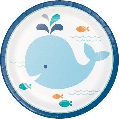 Whale 1st Birthday, Whale Birthday Party, Whale Party, Baby Shower Plates, Whale Birthday, Whale Theme, Ahoy Its A Boy, Baby Whale, Nautical Party