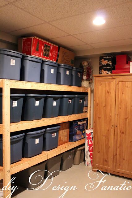 DIY Storage ~ How To Store our Stuff in the basement Basement Organization, Diy Storage Shelves, Small Laundry Room Organization, Room Storage Diy, Basement Storage, Attic Storage, Diy Garage Storage, Laundry Room Storage, Garage Ideas