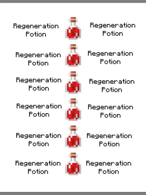 Minecraft Party free printable Regeneration Potion I placed these around Little Hug Barrels. Check out my Minecraft Party Board for Swiftness, Night Vision and Leaping Potion Labels Minecraft Classroom, Minecraft Printables, Potion Labels, Diy Minecraft, Halloween Potions, Minecraft Birthday Party, Balloon Banner, Minecraft Birthday, Minecraft Party