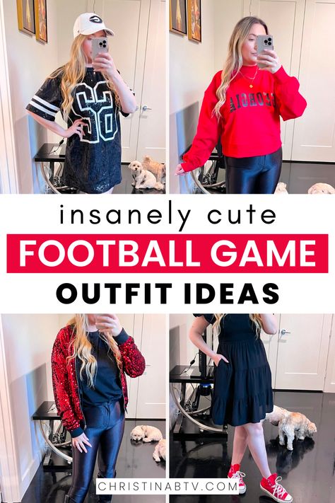 Stay warm and stylish at football games with Trendy Football Game Outfits for Women. Whether it's a rainy day or cold weather, discover the best Winter Football Game Outfit ideas to keep you cozy in Women's Fashion. Outfits For Football Games, Football Party Outfit, Football Game Outfits For Women, Tailgate Outfit College, Superbowl Party Outfit, Game Outfits For Women, Game Outfit Ideas, Football Game Outfits, College Football Game Outfit