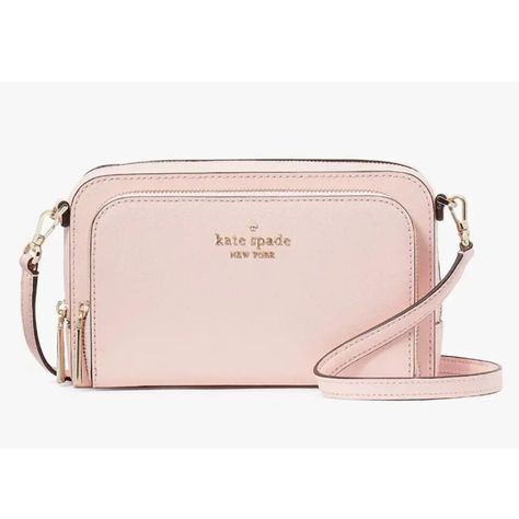 New With Tags 100% Authentic Kate Spade New York Staci Dual Zip Around Crossbody Peony Blossom With Gold Tone Hardware Style # Kg036 Saffiano Leather Metal Pin-Mount Logo Strap Drop: 22" When Buckled At Center Hole Zip Closure Two-Way Spade Jacquard Lining Exterior: 2 Zip Compartments Dust Bag Not Included Height: 4.5" Length: 6.5" Depth: 2.5" Kate Spade Coat, Kate Spade Staci, Kate Spade Purse Black, Kate Spade Crossbody Purse, Drawstring Bucket Bag, Kate Spade Bag Crossbody, Black Leather Crossbody Bag, Kate Spade Purse, Kate Spade Handbags