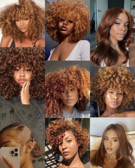 Fish Nails, Baddie Hair, Hair Color For Dark Skin, Dyed Curly Hair, Mixed Curly Hair, Hair Tint, Ginger Hair Color, Colored Curly Hair, Dyed Natural Hair