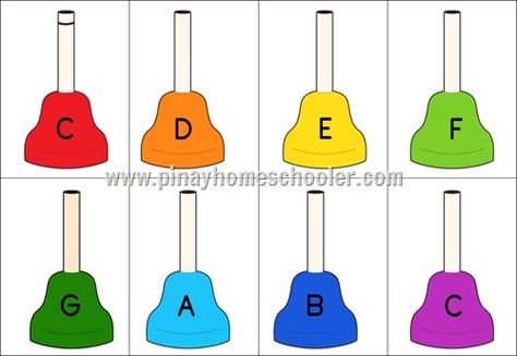 The Pinay Homeschooler: FREE Musical Hand Bell Cards Hand Bell Songs, Hand Bell Music, Music Activities For Kids, Rainbow Music, Music Lessons For Kids, Learning New Skills, Primary Singing Time, Boomwhackers, Music Curriculum