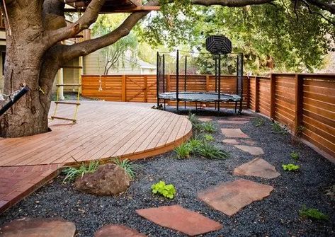 Trampoline Ideas, Boys Garden, Large Backyard Landscaping, Backyard Sanctuary, Backyard Trampoline, Outdoor Remodel, Small Backyard Gardens, Large Backyard, Backyard Playground