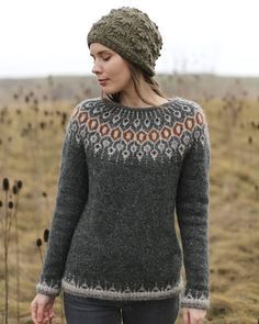 Telja knit in Lett Lopi in Rough Sea by Jenn Steingass Punto Fair Isle, Maglia Fair Isle, Crochet Sweater Pattern Women, Norwegian Knitting, Knitting Patterns Free Sweater, Icelandic Sweaters, Norwegian Sweater, Crochet Sweater Pattern Free, Fair Isle Knitting Patterns