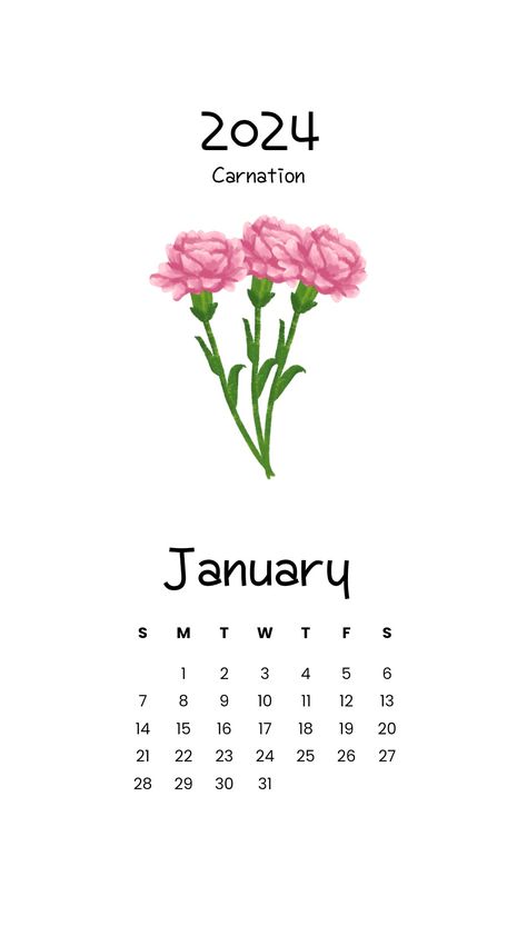 #2024 #calender #2024calender #January #January2024 #Januarycalender #monthlycalender #Carnation #snowdrop #love #affection #hope #minimal #aesthetic  #calenderwallpaper #flowers #floral #birthmonthflowers #birthflower #wall calender #trendywallcalender #trendydesign Calender 2024 January, Flower Of January, Printable Calender, Calender Printables, January Carnation, Flower Calendar, Diy Wedding Backdrop, Cute Calendar, Light Blue Aesthetic