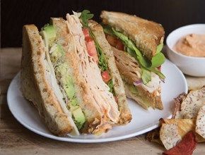 Chicken & Avocado Club Sandwich | Dietz & Watson™ Avocado Club Sandwich, Best Club Sandwich, Chicken Avocado Sandwich, Homemade Sriracha, Oven Roasted Chicken Breast, Onion Sprouts, Spicy Hummus, Green Chili Chicken, Tomato Avocado