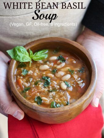 Main Dishes Archives - Page 17 of 28 - The Vegan 8 Basil Soup, Oil Free Vegan, Bowl Of Soup, White Bean, Bean Soup, White Beans, Delicious Soup, Vegan Eating, Brown Rice