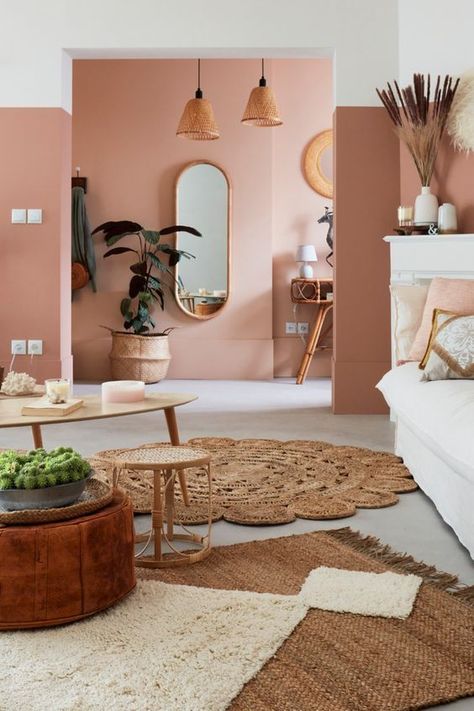 Peach Living Rooms, Zimmer Diy, Pastel Home Decor, Interior Design Per La Casa, Pastel House, Bohol, Design Del Prodotto, Pink Walls, Home Room Design