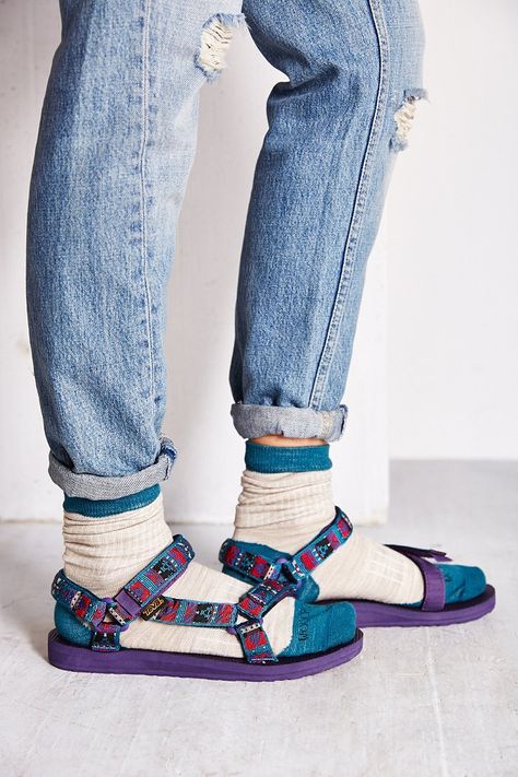 Actual current item features on Urban outfitters. It's elementary school my dear Tevas And Socks, Teva Sandals Outfit, Estilo Vans, New Halloween Costumes, Teva Sandals, Fav Color, German Fashion, Sandals Outfit, Socks And Sandals