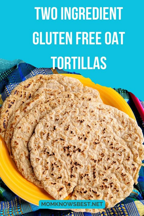 Oat Tortillas, Wraps Easy, Oat Flour Recipes, Healthy Tortilla, Gluten Free Wraps, Gluten Free Tortillas, Two Ingredient, Tortilla Recipe, Food Vegan