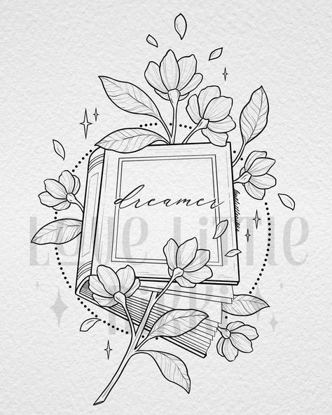 Dreamer ✨📖 such a delicate floral design for Taylor! She wanted a book surrounded by flowers and gave me freedom to do whatever flowers I wished 🌸 #bookish #booktattoo #floraltattoo I’ve Lived A Thousand Lives Book Tattoo, Bookish Tattoo Ideas, Bookish Tattoos, Illustration Tattoo, Surrounded By Flowers, Floral Tattoo Design, Book Tattoo, Clipart Design, Tattoo Inspo