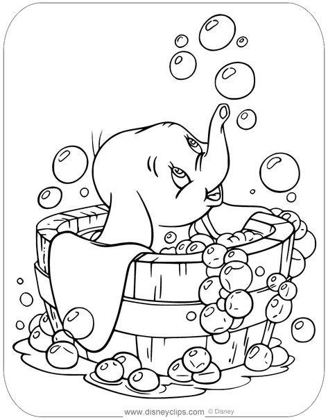 Elephant Coloring Pages Free Printable, Dumbo Coloring Pages, Disney Dumbo Art, Dumbo Drawing, Disney Colouring Pages, Elephant Coloring, Disney Activities, Baby Disney Characters, Elephant Coloring Page