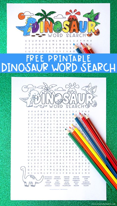 Dinosaur Word Search, Dinosaur Printables, Hidden Words, Dinosaur Coloring Pages, Dinosaur Coloring, The Good Dinosaur, Dinosaur Kids, Printable Games, Dinosaur Birthday