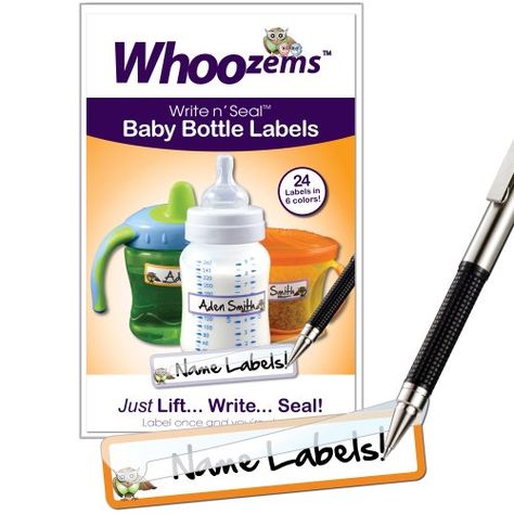 Baby Bottle Labels, Self-laminating - Great for Daycare Whozems http://smile.amazon.com/dp/B0048SOBGO/ref=cm_sw_r_pi_dp_0oPLvb1JCBT9N Mom Devotional, Baby Bottle Labels, Eco Friendly Baby, Waterproof Labels, Baby List, Essential Oil Bottles, Name Labels, Baby Bottle, Water Bottle Labels