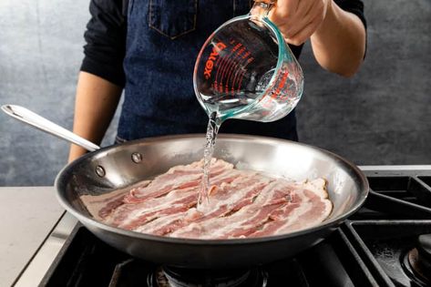 Want Crispy, Tender Bacon? Cook It In Water. | America's Test Kitchen Bacon Wrapped Dates, Brunch Bread, Bacon In The Oven, How To Make Bacon, Kitchen Logo, Cooking App, Cooking Bacon, America's Test Kitchen Recipes, Cooks Illustrated