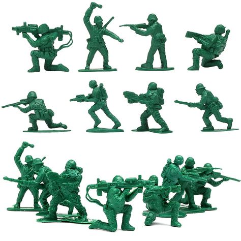 PRICES MAY VARY. 【WHAT YOU GET】This plastic army men set comes with 100pcs 1/72 miniature green toy soldier figures, in random poses, allowing for recreating epic war setting. ATTENTION: please notice these are very SMALL army men figures, about 2cm-3cm, mainly used for tabletop wargame or recreate military setting diorama, NOT for kids play. 【MINIATURE ARMY FIGURES】 The figures are about 1/72 scale, ideal for crafting intricate military dioramas and displays. The small 2-3cm size adds to the re Green Army Toy Soldiers, Army Toys, Random Poses, Army Men Toys, Plastic Toy Soldiers, Plastic Army Men, Green Army Men, Military Action Figures, Green Toys