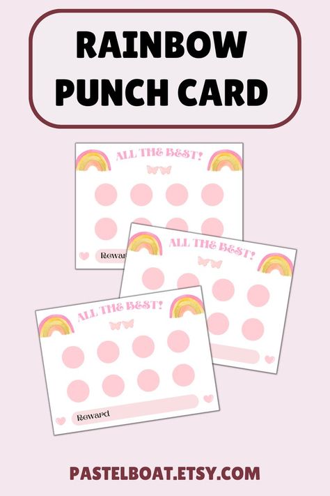 Behavior Punch Cards, Rainbow Punch, Chore Cards, Kids Punch, Student Rewards, Classroom Rewards, Class Management, Punch Cards, Behavior Management