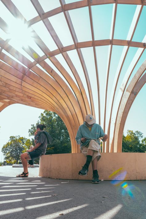 Street Library, Landscape Architecture Plan, Surface Modeling, Pavilion Design, Parametric Architecture, Wooden Structure, French Architecture, Parametric Design, Structure Architecture