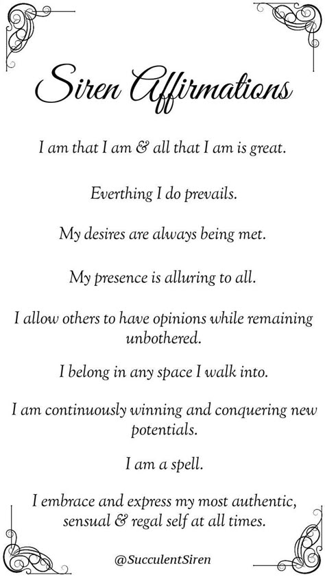 Who Is She Questions, Siren Voice Affirmations, Siren Manifestation, Ask Affirmations, Siren Energy Affirmations, Siren Voice Spell, How To Become A Siren, Siren Energy Aesthetic, Glamour Affirmations