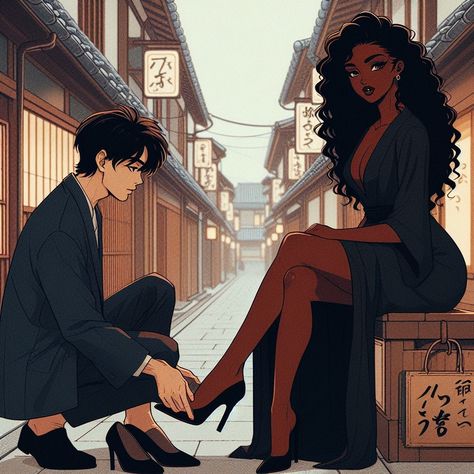 AI ART Character Art Bwwm, Interacial Couples Bwwm Cartoon, Anime Interracial Couples, Interracial Fantasy Art, Interracial Couple Character Art, 4b Curls, Interracial Art, Images Kawaii, Black Woman Artwork