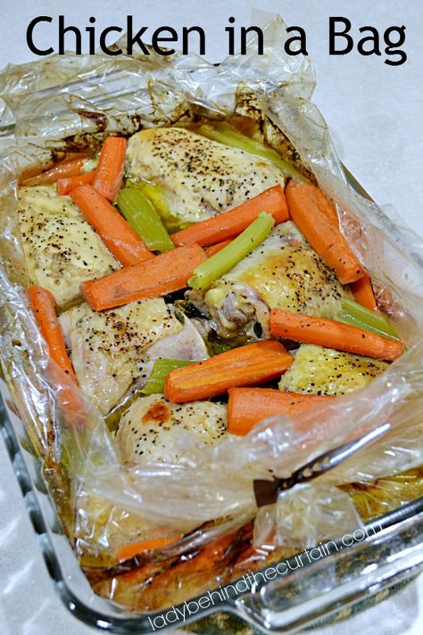 Chicken in a Bag Chicken In Bag In Oven, Cooking Half A Chicken, Reynolds Oven Bag Recipes Chicken, Oven Bag Chicken Recipes, Chicken In A Bag Recipes, Chicken In A Bag Recipes Ovens, Bag Chicken Recipes, Cooking Bag Recipes, Roast Chicken In A Bag