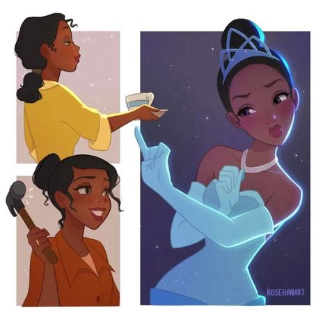 Who To Draw, Tiana And Naveen, Tiana Disney, Princesa Tiana, Disney Princess Tiana, Disney Princess Fan Art, Black Cartoon Characters, Princess And The Frog, Princess Tiana