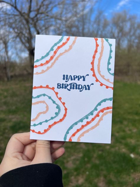 Retro Themed Birthday Card. Each card comes paired with a white envelope. This is printed on 110lb premium card stock with quality ink.  The card is folded in half, making it 4.375" x 5.75". Pre-folded, blank inside, and comes packaged in a clear plastic sleeve. This listing is for 1 card and 1 envelope *Free Shipping on all Orders! *Thank you so much for visiting my shop! If you have any questions, please feel free to message and I will get back to you ASAP. *If you are marking your order as a gift, please write out a gift message and I will write it out on a card. Happy Birthday Crafts For Boyfriend, Cards For Your Friends Birthday, Things To Put In A Birthday Card, Simple Birthday Card For Best Friend, Small Happy Birthday Cards, Aesthetic Bday Card, Simple Diy Birthday Cards, Watercolor Birthday Card Man, Greeting Cards Handmade Birthday Asthetic