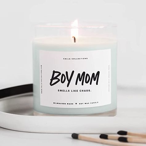 Boy Mom Candle | Driftwood Scented, Smells Like Chaos, Soy Inspirational for Mothers, Perfect for Home, Work, Mother's Day, Shower Gift, 9oz Clear Jar, 75 Hour Burn Time, Hand Poured in The USA Mom Candle, Home Relaxing, Long Lasting Candles, Clear Jars, Natural Soy Wax Candles, Wax Candles, Luxury Candles, Boy Mom, Perfect Gift For Mom