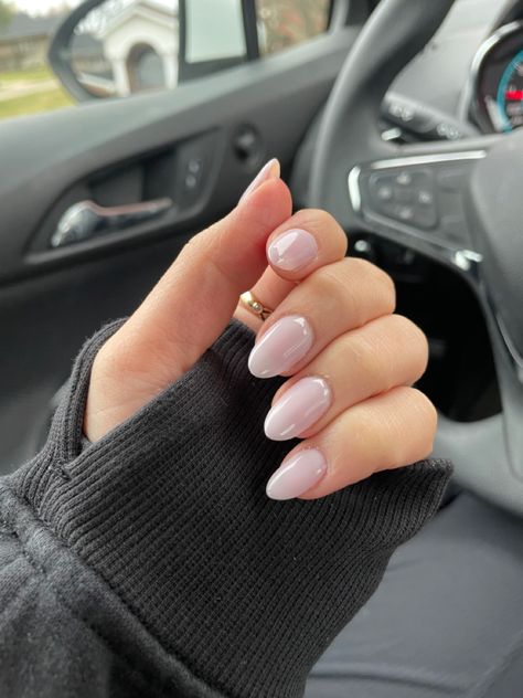 Medium Length Nails Round, Nails Simple Solid Color, Warm Pink Nails, Plain Almond Nails, Soft Almond Nails, Nude Oval Nails, Light Pink Almond Nails, Milky Pink Nails, Pink Oval Nails