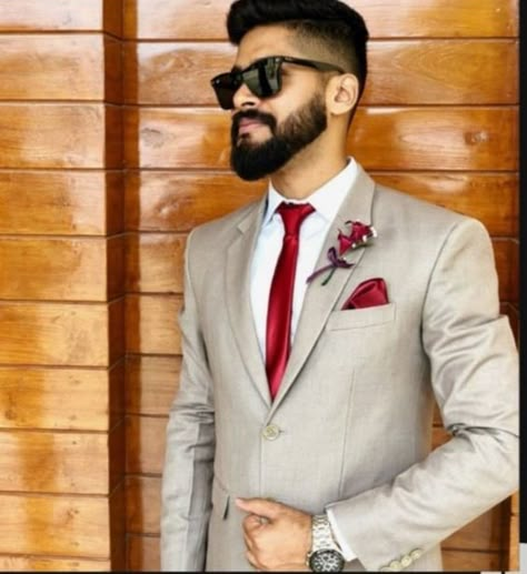 Red Wedding Outfits For Men, Red Tie Suit Men, Quince Chambelanes Outfits Red And White, Tan Suit Red Tie, Beige Suit Red Tie, Beige Suit With Red Tie, Suits With Red Tie, Grey And Red Suit, Red Wedding Suits Men